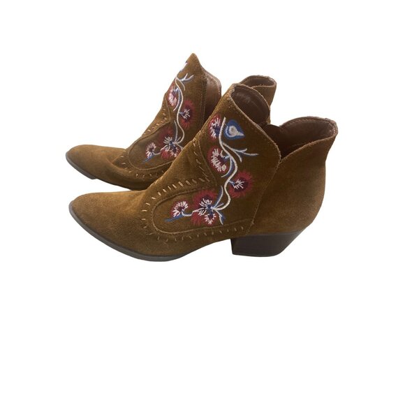 Women’s Carlos VIVIEN brown leather suede bootie size 7.5M SKU 1151 - Picture 4 of 10